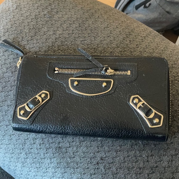 Balenciaga Black Leather Wallet w Gold Hardware - Picture 1 of 2